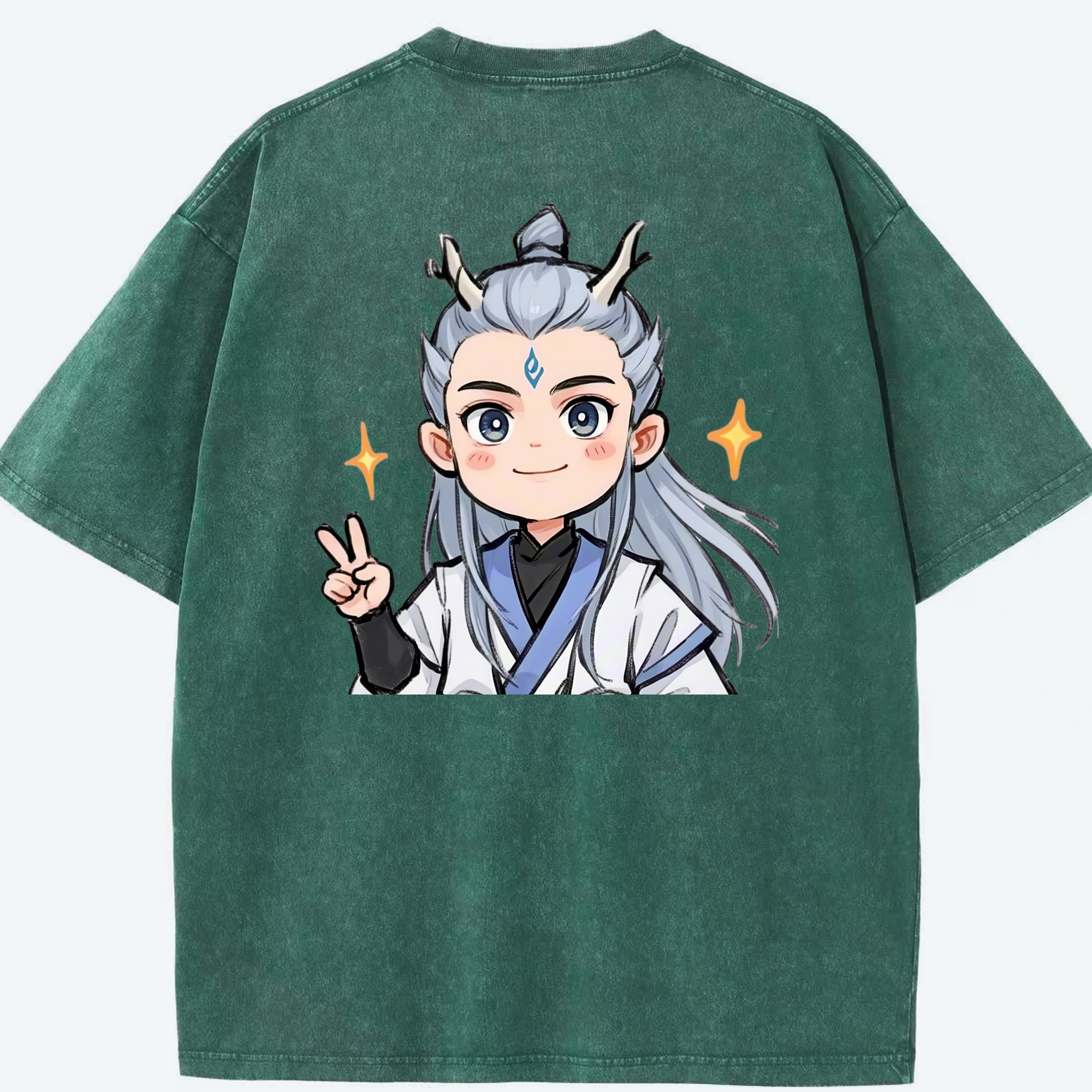 （画像用） Ne Zha 2 ナタ 魔童の大暴れ 綿100% ヴィンテージ風 半袖Tシャツ（背面プリント）